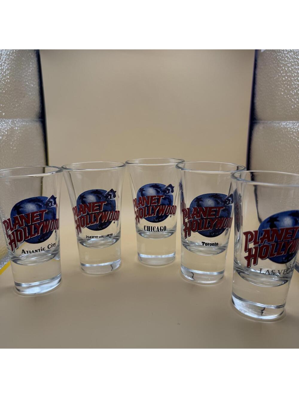 Planet Hollywood Shot Glass, 5 Set, Vegas, Toronto, Chicago, PV, Atlantic City